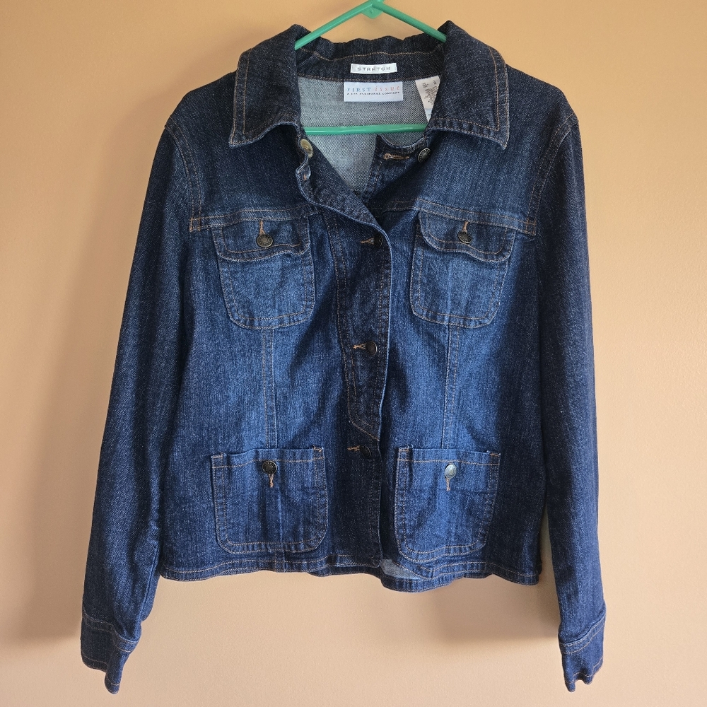 Liz Claiborne FIRST Issue Stretch Denim Jacket, L (PTP=20") - Picture 2 of 4